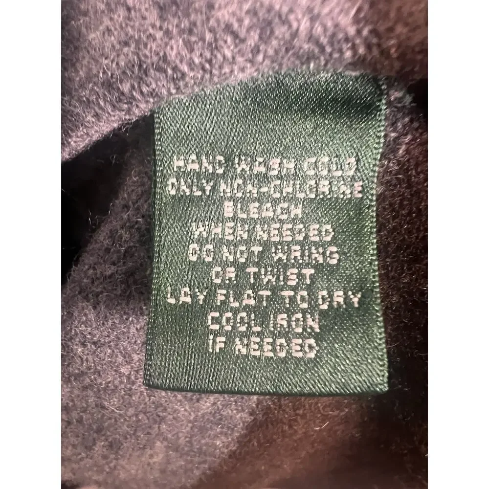 LRL WOMENS Wool Cashmere Open Front Cardigan Tie Gray Brown Sz S Long